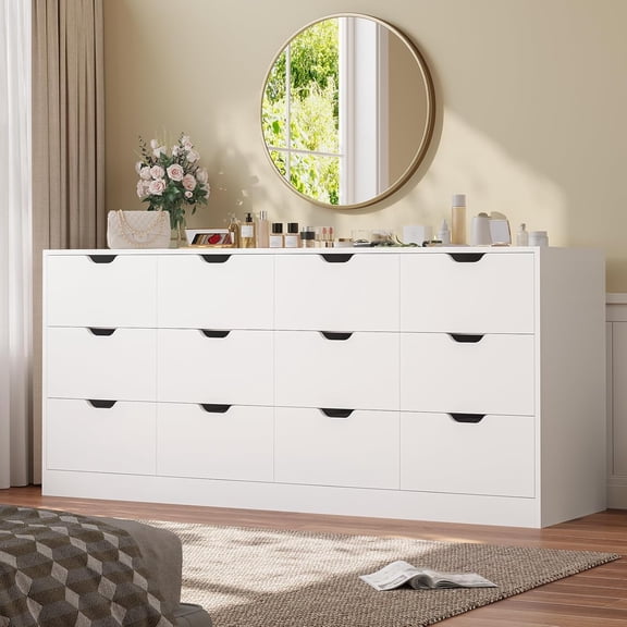 Afuhokles 12 Drawer Dresser for Bedroom, Large Chest of Drawers for Bedroom, White