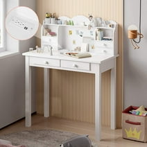 Afuhokles 31.5" Writing Desk with Hutch and USB Ports,  White
