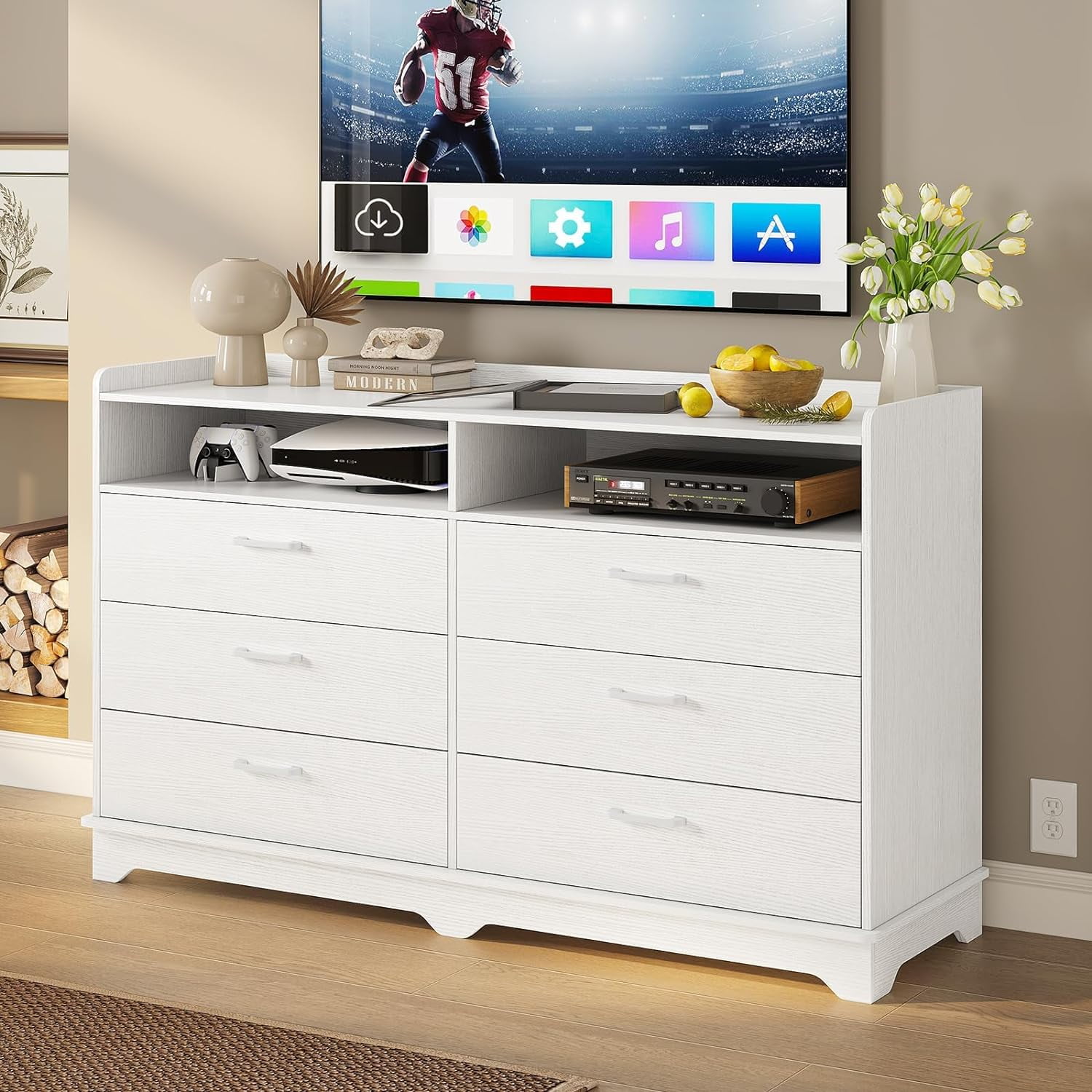 Afuhokles 6 Drawers Dresser, Modern Storage Tower Dressers and Chests 2