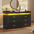 thumbnail image 1 of Afuhokles 6 Drawers Dresser with LED Lights and Charging Station, Modern Storage Tower Dressers and Chests of Drawers and Open Cubby, Black, 1 of 7