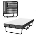 Afuhokles Folding Twin Bed with Mattress, Portable Foldable Guest Bed