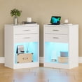 thumbnail image 1 of Afuhokles LED Nightstands Set of 2,Nightstand with Charging Station, Bedside Table with Power Outlets and Drawers, White, 1 of 8