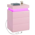 thumbnail image 1 of Afuhokles Nightstand with Charging Station and LED Lights,Night Stand with Sliding Top,Bedside Table with Drawers,Modern End Side Table for Bedroom,Pink, 1 of 7
