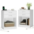 thumbnail image 1 of Afuhokles Nightstand Set of 2,White Bedside Table with Charging Station 2 Drawers, 1 of 7