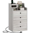 thumbnail image 1 of Afuhokles Nightstand with Charging Station, Bedside Table with 4 Drawers,End Table with Hutch, Gray, 1 of 7