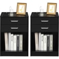 thumbnail image 1 of Afuhokles Set of 2 Nightstand 2 Drawers with Charging Station, Bedside Table Bedroom Furniture, Black, 1 of 6