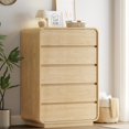 thumbnail image 1 of Afuhokles Tall Dresser for Bedroom, 5 Drawers Vertical Dressers and Chests of Drawers, Natural Oak, 1 of 8