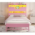 thumbnail image 1 of Afuhokles Twin Size Platform Bed Frame with Storage Headboard and Charging Station, Pink, 1 of 8
