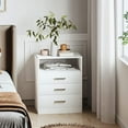 thumbnail image 1 of Afuhokles White Nightstand with 3 Drawer, Charging Station USB Port, Bedside Table, 1 of 7