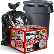 ToughBag 55 Gallon Trash Bags, 2.5 Mil Contractor Bags, 32 Count - Made in USA