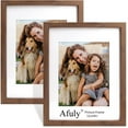 thumbnail image 1 of Afuly 11x14 Picture Frame with Mat, Wooden Frames for 11x14 8x10 Photos Display, Modern Walnut Photo Frame Set for Wall and Tabletop, Gifts for Mom Dad Grandma Family Friends, Set of 2, 1 of 13