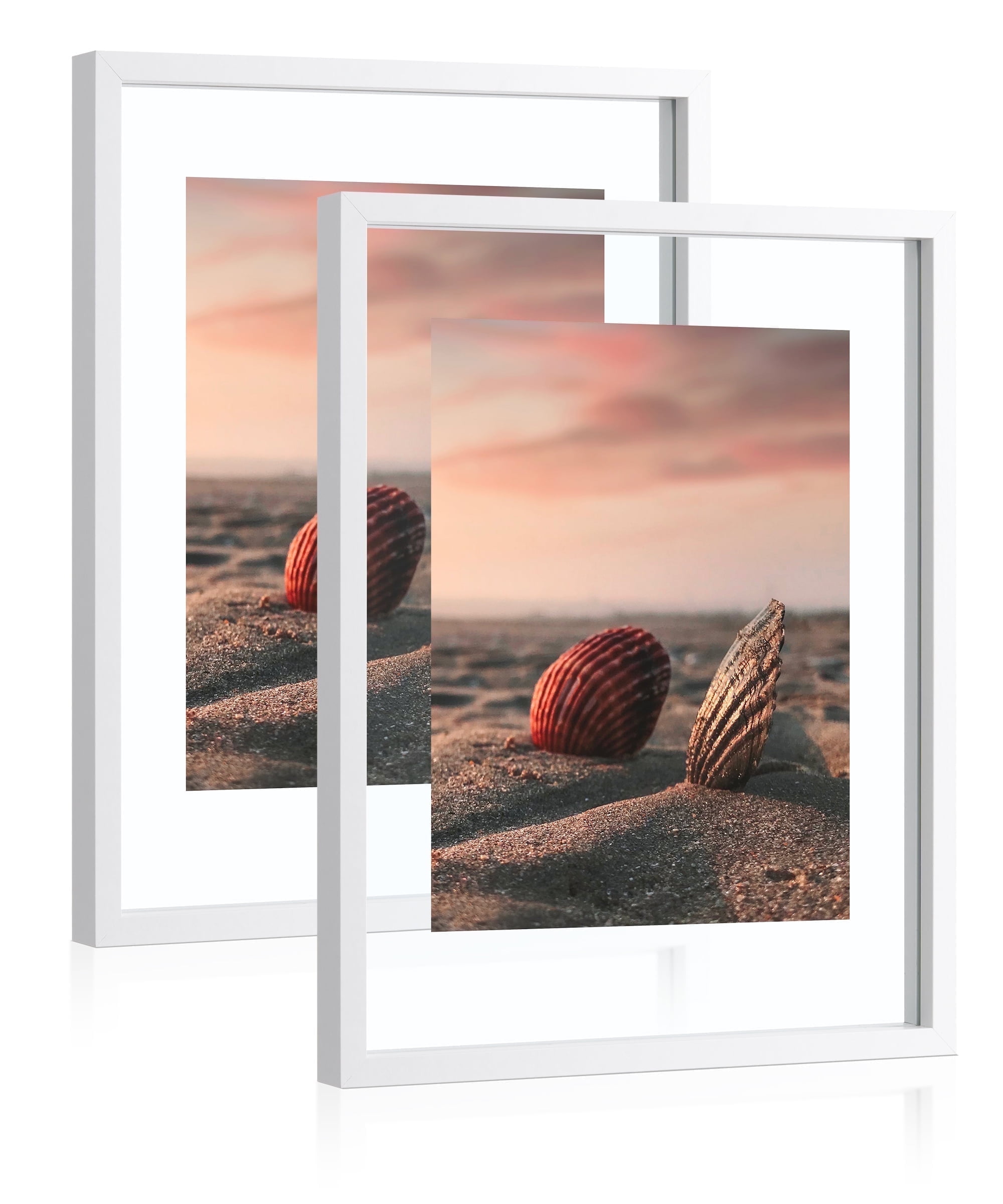 Afuly 11x14 Floating Frame Set of 2, White Picture Frames with 