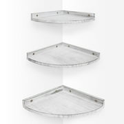 Afuly Corner Floating Shelves Wall Mounted, Small Corner Shelf Set of 3, Include Different Sizes 8.27In/9.06In/9.84In, Rustic White