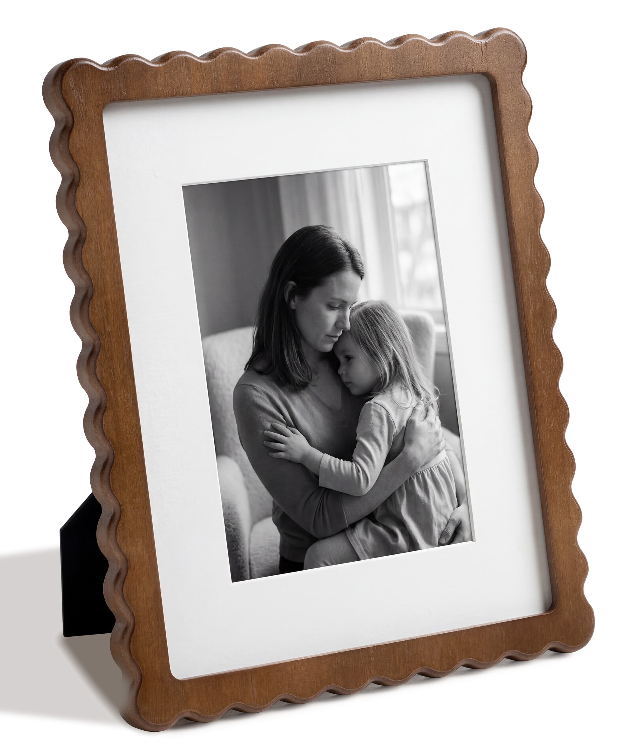 Afuly 8x10 Picture Frame, Vintage Brown MCM Photo Frame, Wood Wavy ...