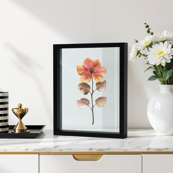 Afuly 8x10 Picture Frame, Black Floating Frame 8x10, Double-Sided Glass Display Frame for 4x6 5x7 5x5 6x8 Photos and Artworks, Gifts for Wedding Housewarming Anniversary