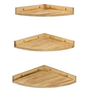 Afuly Floating Corner Shelf for Wall, Large Corner Shelves Solid Pine Wood Wall Mounted Corner Shelf With Cord Hole, 3 Set (10.8In/11.4In/12In)