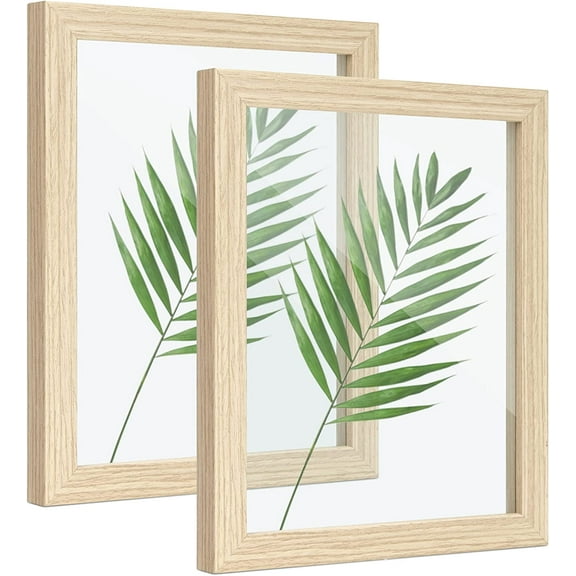 Afuly Floating Frame 8x10, Wooden Picture Frames Double Glass Set of 2, Gifts for Wedding Housewarming Anniversary