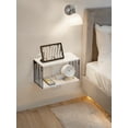 thumbnail image 1 of Afuly White Black Floating Nightstand with Cable Hole, Small Wall Mounted Bedside Table Modern Minimalism Wooden Hanging Night Stands Shelf 2 Tier for Bedroom Livingroom Bathroom, 1 of 10