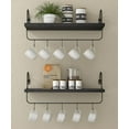 thumbnail image 1 of Afuly Coffee Mug Holder Wall Mount, Farmhouse Coffee Bar Shelf with Hooks, Solid Wood Cup Organizer and Coffee Station Rack, Kitchen Decor Accessories, Black Black, 1 of 6
