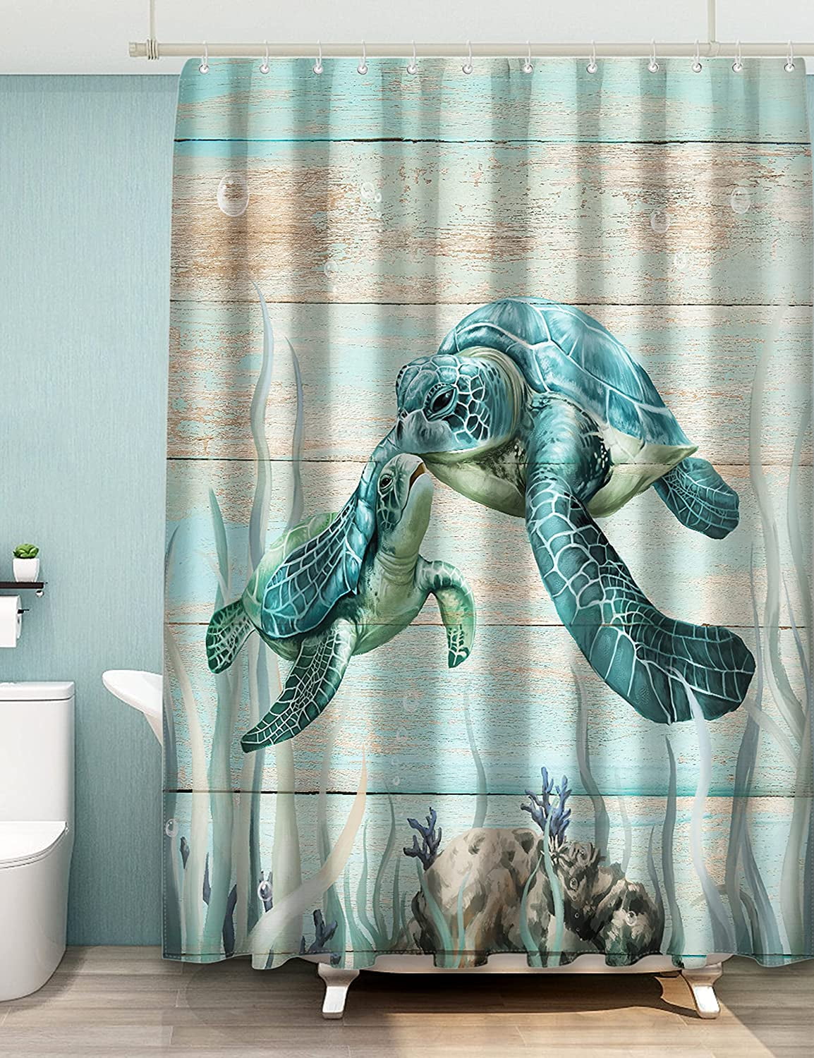 Afuly Sea Turtle Shower Curtain for Bathroom Shower Curtain Set with Hooks  72×72 Inch 