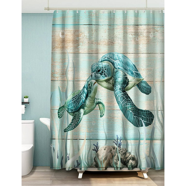 Afuly Sea Turtle Shower Curtain for Bathroom Shower Curtain Set
