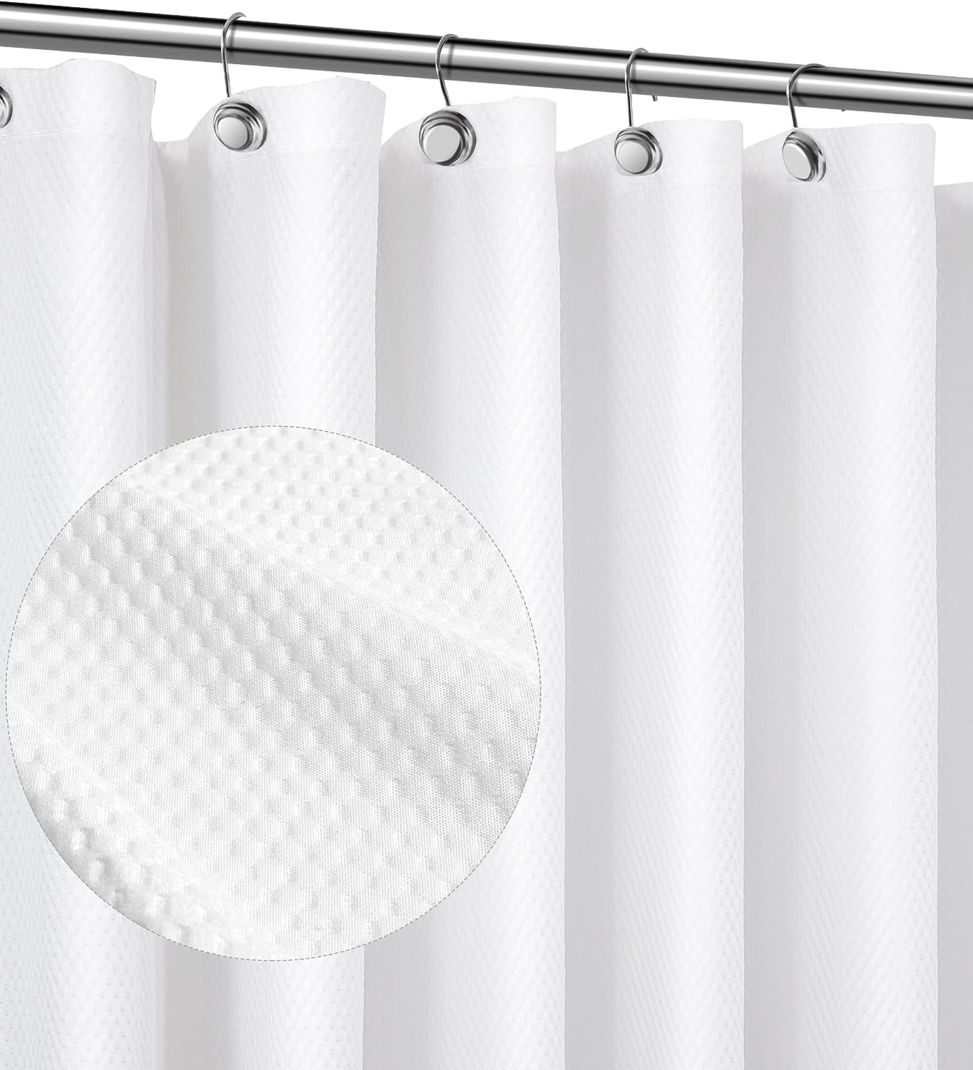 Afuly Shower Curtain Liner White Microfiber Textured Embossed Soft