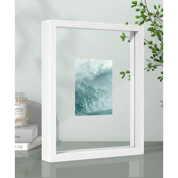 Afuly White Floating Frame 8x10 Picture Frames Matted to 5x7 4x6 Picture Frames for Wall Tabletop Display, Modern Frames for Wall Decor,Gifts for Friends Family