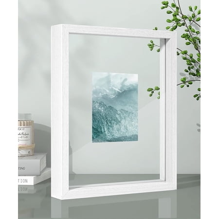 Afuly White Floating Frame 8x10 Picture Frames Matted to 5x7 4x6 Picture Frames for Wall Tabletop Display, Modern Frames for Wall Decor,Gifts for Friends Family