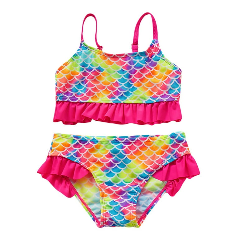 Afunbaby Kids Girls Two-piece Bathing Suit, Fish Scale Print