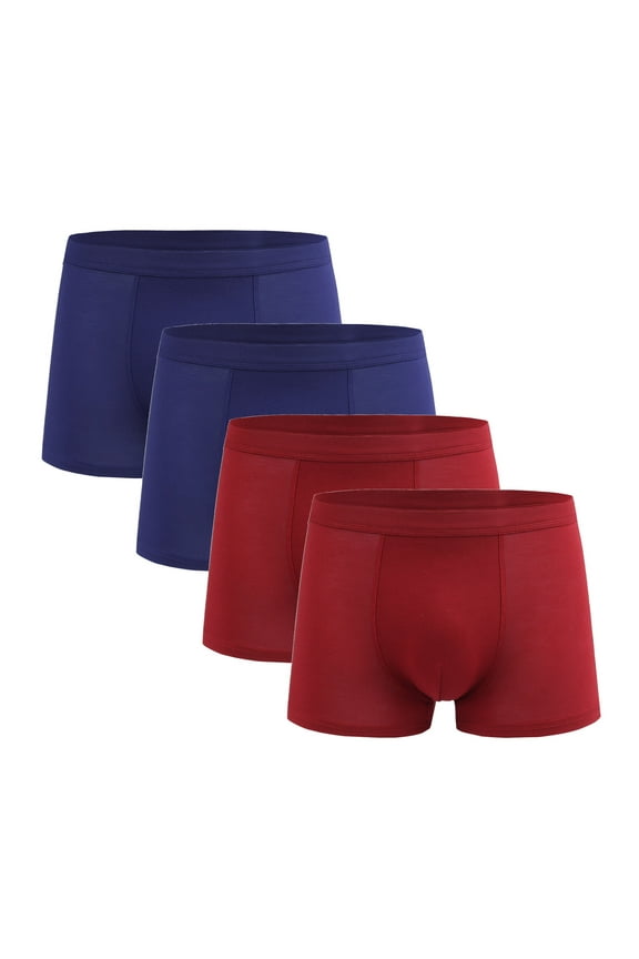 4 Pack Men Underpants,Elastic Waist Quick Dry Mid Rise Breathable Solid Boxers Multicolor L