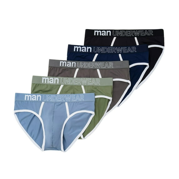 Afuyipoi 5 Pack Underpants for Male,Mid Rise Breathable Elastic Waist Mid Rise Underwear Multicolor XL