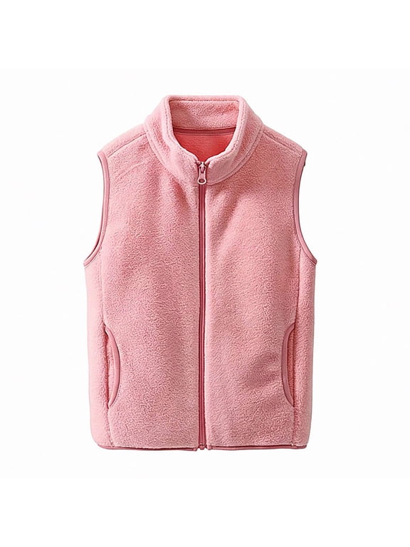 Big Kids Stand Collar Fleece Vest with Pockets Warm Outerwear Winter Layer Size 14