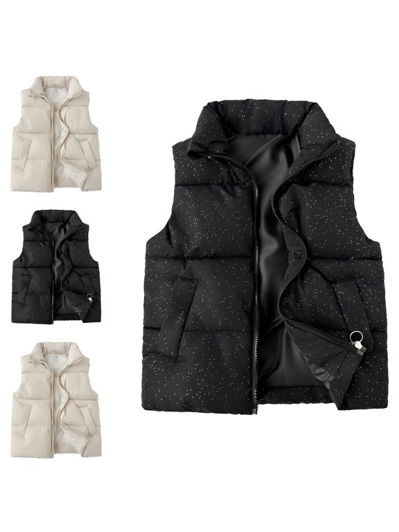 Big Kids Stand Collar Quilted Vest with Soft Lining Wind Resistant Shell Size 7