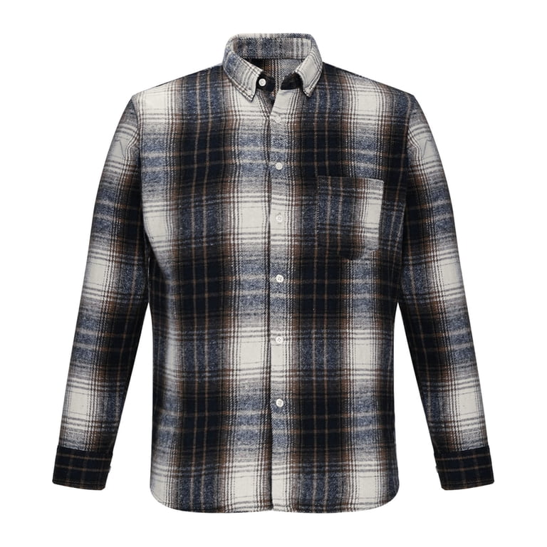 Afuyipoi Big & Tall Men Shirt Button Up,Stylish Pockets Long Sleeve Checked Cotton Shirt Gold XL, Men's Afuyipoi Big & Tall Men Shirt Button Up,Stylish Pockets Long Sleeve Checked Cotton Shirt Gold XL, Men's