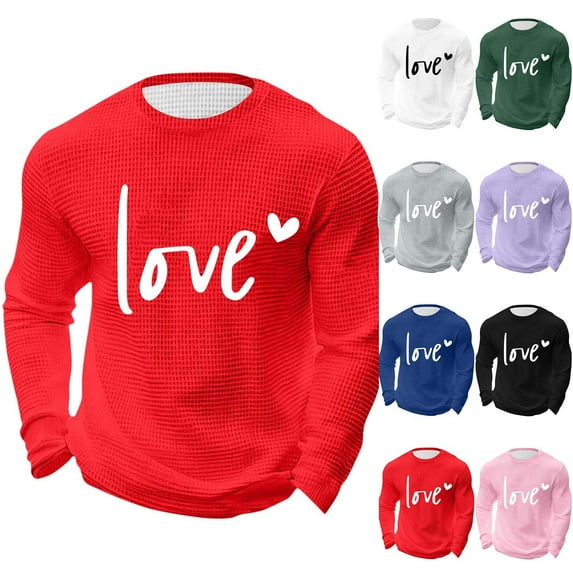 Afuyipoi Boyfriends T - shirts,Valentine's Day Round - Neck Long Sleeved Graphic Tee Shirts Purple L