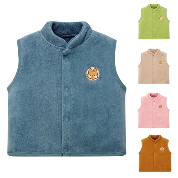 Afuyipoi Boys 100% Cotton Cardigans Size 1-8 Solid Color Round Neck Sleeveless Sweaters for Kids Beige Size 1T