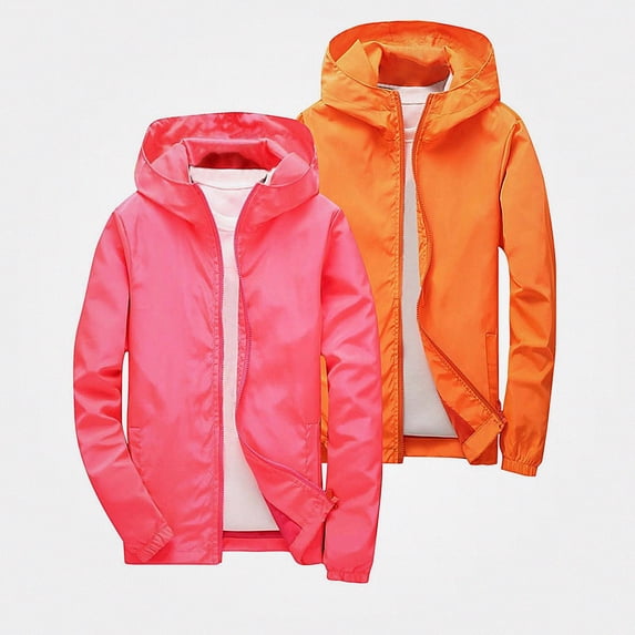 Afuyipoi Boys 2 Pack Softshell Hooded Jacket Waterproof Windbreaker Outdoor Casual Zip Up Size 3-12 Pink Size 11