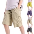 thumbnail image 1 of Afuyipoi Boys Cargo Shorts Size 10-12,Stretch Pocket Sun Shield Beach Playwear Shorts Khaki, 1 of 6