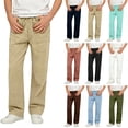 thumbnail image 1 of Afuyipoi Boys Casual Pants Size 4-15 Adjustable Waist Solid Color 100% Cotton Straight Leg Loose Fit Long Pants for Kids Outdoor Play Daily Army Green Size 14, 1 of 7