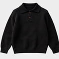 thumbnail image 1 of Afuyipoi Boys Collegiate Style Collar Knit Pullover Sweater for Kids Size 7-15Y Fall Spring Casual Wear Black Size 14, 1 of 5