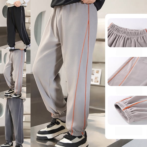 Afuyipoi Boys Cotton Fleece Sweatpants Heavyweight Thick Warm Winter Cuffed Active Joggers for Kids Size 1-13 Years Gray Size 3T