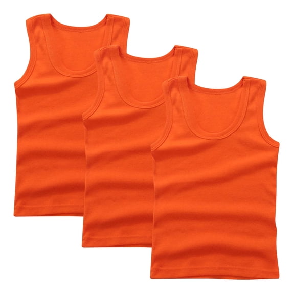 Afuyipoi Boys Crop Tank Tops,Lightweight Round Neck Summer Kids 4 Pack Underwear Orange 11-12
