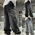 thumbnail image 1 of Afuyipoi Boys Fashion Retro Jeans Size 4-15 Adjustable Waist Pleated Pockets Solid Color 100% Denim Star Patch Distressed Jeans for Kids School Daily Black Size 12, 1 of 7