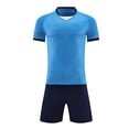 thumbnail image 1 of Afuyipoi Boys Girls 2-Piece Athletic Football Suit (4-15 Years) Lightweight Mesh Breathable Short Sleeve Sport Top and Shorts Set For Kids Light Blue 6/7, 1 of 7