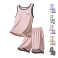 thumbnail image 1 of Afuyipoi Boys Girls 2-Piece Breathable Summer Outfit (1-15 Years) Soft Sleeveless Tank Top and Elastic Waist Shorts Set For Toddler and Kids Blue 11/12, 1 of 7