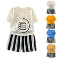 thumbnail image 1 of Afuyipoi Boys Girls 2-Piece Summer Outfit (6 Months-10 Years) Breathable Short Sleeve Cartoon T-Shirt and Shorts Set for Kids Blue 9/10, 1 of 8