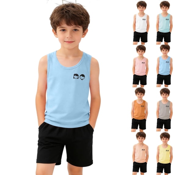 Afuyipoi Boys Girls Cotton Ribbed Tank Top (2-12 Years) Summer Soft Breathable Sleeveless Undershirt Casual Layering Base Layer Orange 7/8