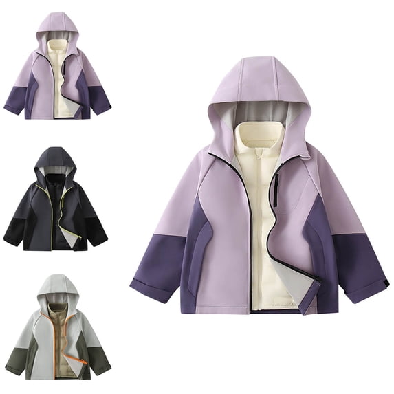 Afuyipoi Boys Girls Hooded Jacket Fleece Lined Waterproof Windbreaker Outdoor Size 3-15 Green Size 5T