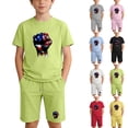 thumbnail image 1 of Afuyipoi Boys Girls Independence Day 2-Piece Lounge Set (4-14 Years) Soft Cotton Short Sleeve Flag Print Top and Active Shorts White 4T, 1 of 8