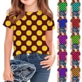 thumbnail image 1 of Afuyipoi Boys Girls Polka Dot Shirt Short Sleeve Youth Patterned Tee Print Blouse Dotted Summer Top Purple Size 3-4 Years, 1 of 5